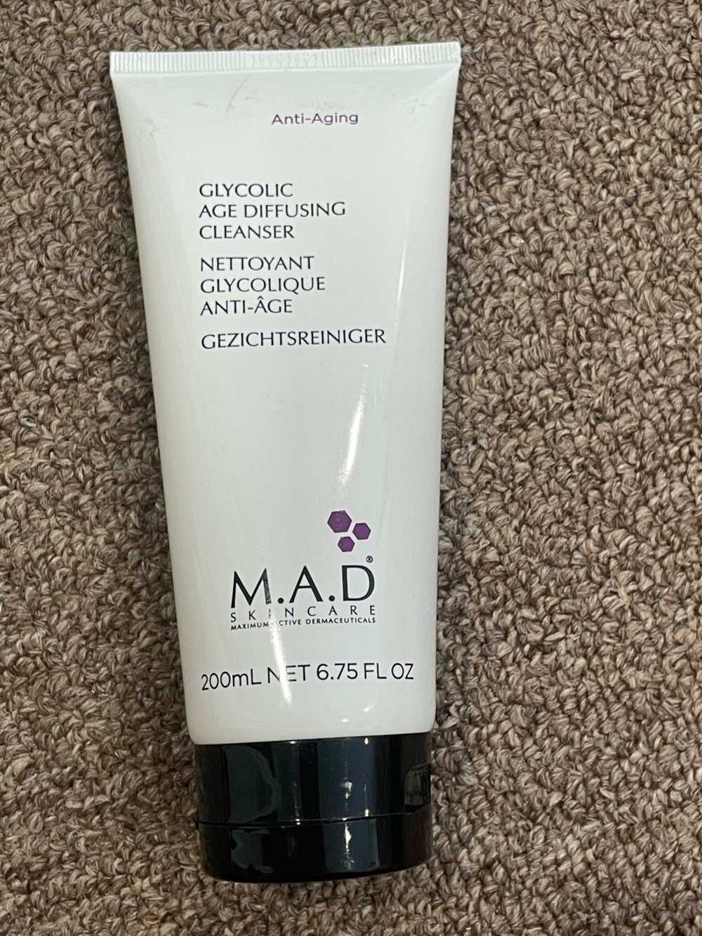 M.A.D. Skincare Age Diffusing Cleanser - White with Purple Logo